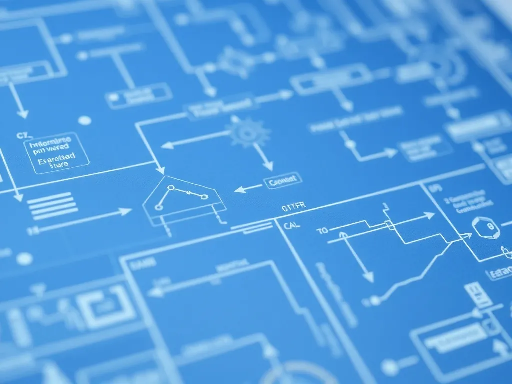 Close up of a technical blueprint or engineering diagram sho